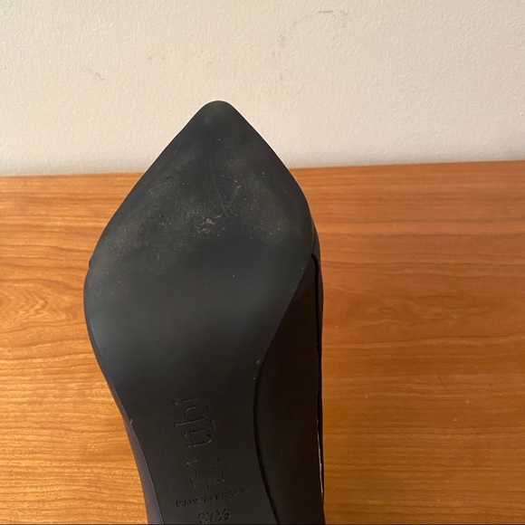 Tibi black leather stilettos with beige snakeskin look accents - Picture 11 of 14